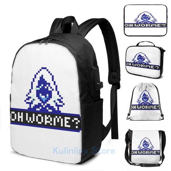 

backpack funny graphic print rouxls kaard oh worme~ ~ usb charge men school bags women bag travel laptop