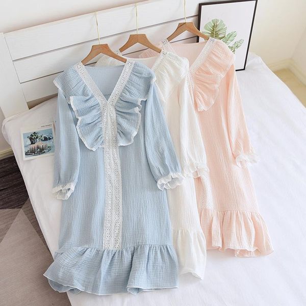 

japanese-style kimono spring and summer 100% cotton crepe ladies thin nightgown men bathrobe robe home service pajamas ethnic clothing, Red