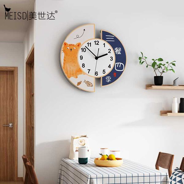 

wall clocks meisd quality acrylic watch creative print cat home decor clock large quartz mute horloge round art paintings