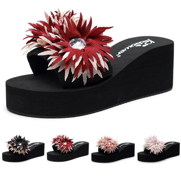 

slippers 38# women's 2021 fashion womensummer beach sliders casual wedges sandals shoes womens ayakkabi peluche, Black