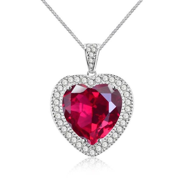 

aesthetic fine choker jewelry heart pendant necklaces for women luxury red ruby engagement wedding chain necklace zy169, Silver