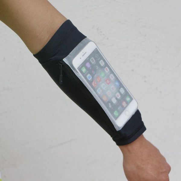 

elbow & knee pads 1pc short arm warmer for mobile phone stretch bag running riding sunscreen armband wrist, Black;gray