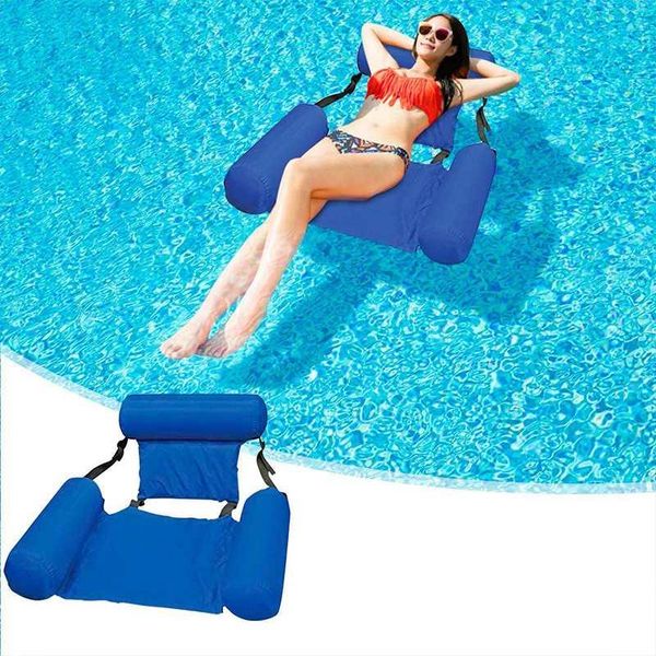 

summer inflatable belt net hammock foldable water pleasure lounge chair floating bed for swimming beach pool floats & tubes