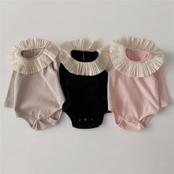 

jumpsuits fashion baby girls rompers born infant girl cotton long sleeve button overalls outfits clothes, Blue