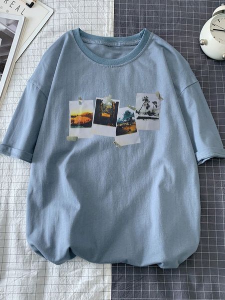 

men p print tee y4ah#, White;black