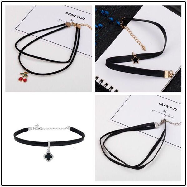

fashion gothic tattoo choker necklaces set for women black lace velvet necklace girl crystal short chain jewelry party chokers, Golden;silver