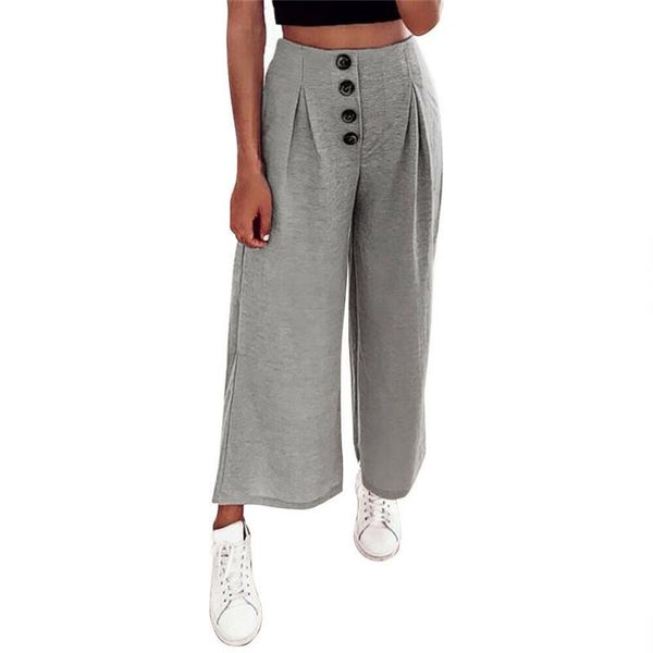 

women's pants & capris fashion women palazzo culottes ladies loose high waist wide leg solid long trousers autumn pantalon femme mujer, Black;white