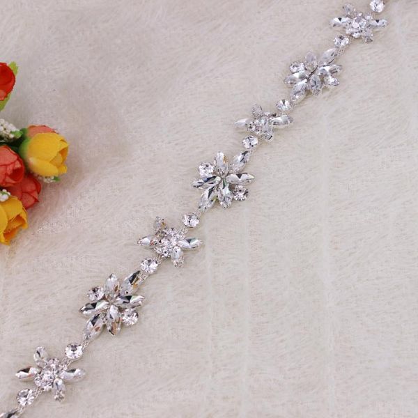 

wedding sashes 1 yard fashion sewing rhinestone trimming bridal belt for dress, White