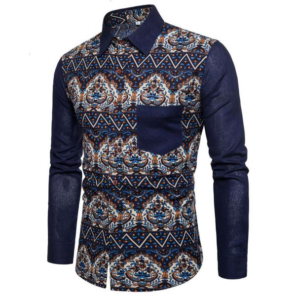 

men's casual shirts men's national style slim fit fashion long sleeve shirt egjn, White;black