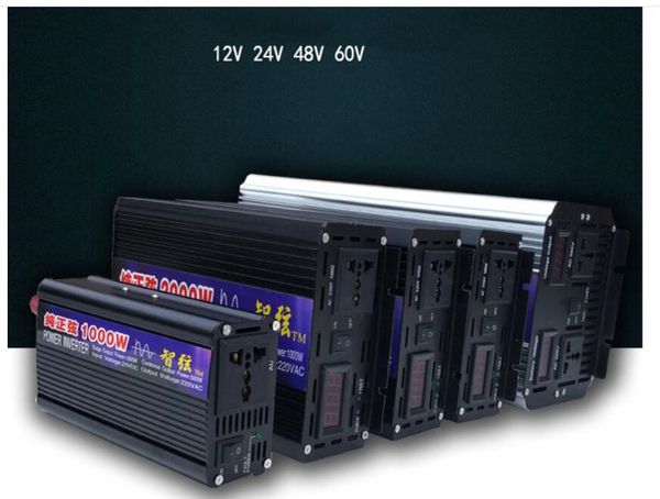 Inversor de onda de senoidal puro 12V / 24V para AC 220V 1000W / 1600W / 2000W / 2600W / 3000W / 4000W / 6000W Transformador de tensão Conversor de energia