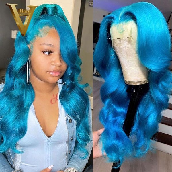

lace wigs blue wig human hair body wave front for women pre plucked brazilian 13x4 frontal with baby, Black;brown