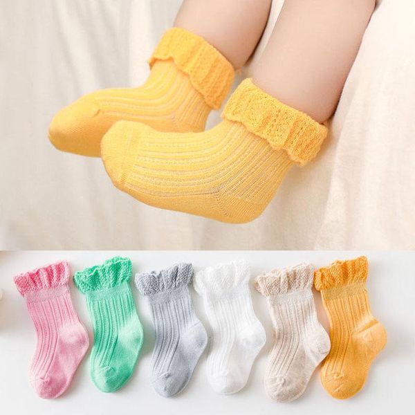 

children's socks solid striped summer spring baby boy girls born cotton infant for, Pink;yellow