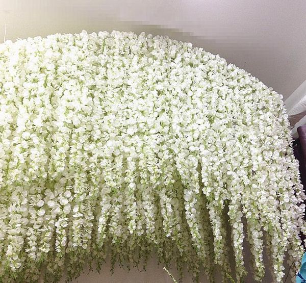 

2021 2m long elegant artificial orchid flower wisteria vine rattan for wedding decorations flower garland home ornament