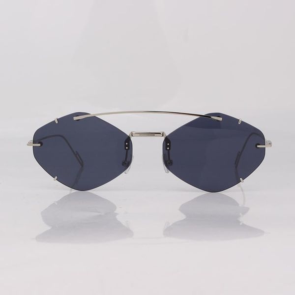 

sunglasses rimless diamond style small women double bar, White;black