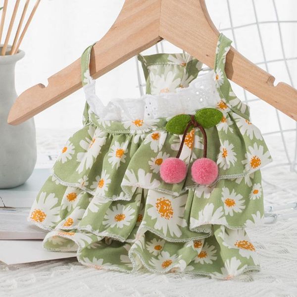 

cat costumes clothes lotus leaf lace daisy skirt blue dress spring and summer dog clothing for kitty puupy floral