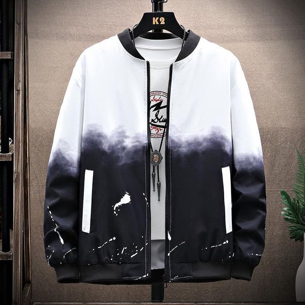 

men's jackets 2021 coat spring autumn korean gradient jacket baseball suit casual top, Black;brown