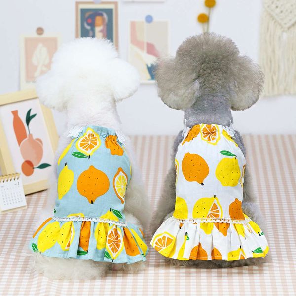 

pet dog clothes lemon skirt teddy is thinner than bear puppies in summer