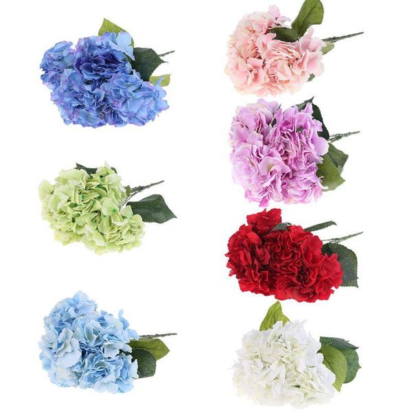 

other accessories 1 bunch 5 heads artificial silk hydrangea flower simulation leaf fake bouquet, White