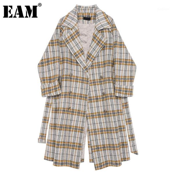 

women's wool & blends [] loose fit gray plaid big size thick woolen coat parkas long sleeve women fashion tide autumn winter 2022 1dd11, Black