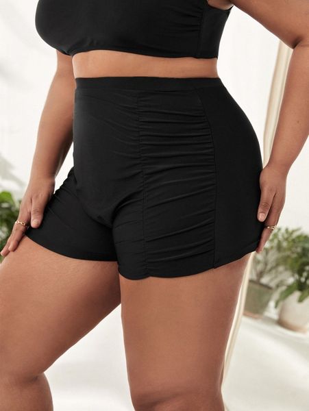 

plus ruched bikini shorts c4nr#, Black;gray