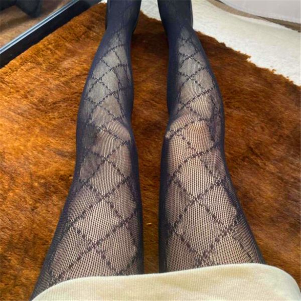 

ladies silk hosiery tights designer letter pantyhose women hosierys stockings soft elastic stocking for club party wholesale, Black;white