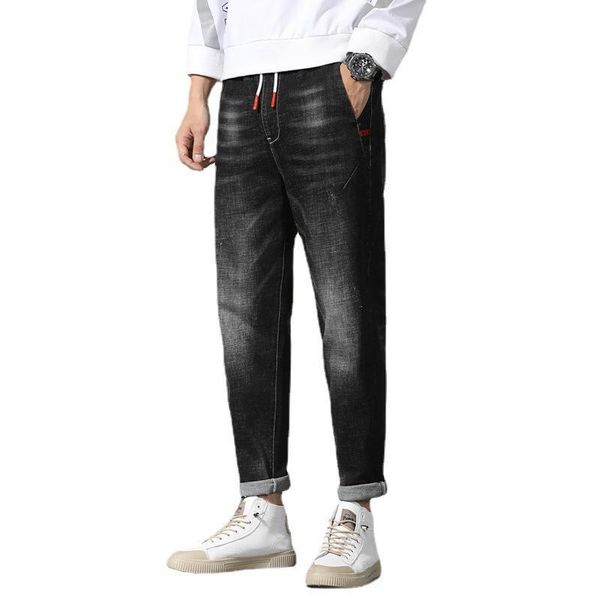 

men's jeans men loose micro-elastic harem feet elastic waist casual trendy large size pants tf0f, Blue