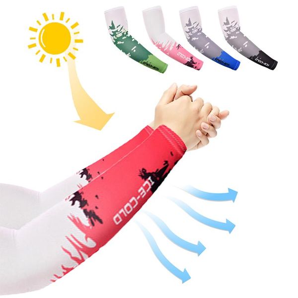 

2pcs ice fabric running arm sleeves quick-drying basketball cycling volleyball sunscreen band sun protection fitness armguards elbow & knee, Black;gray