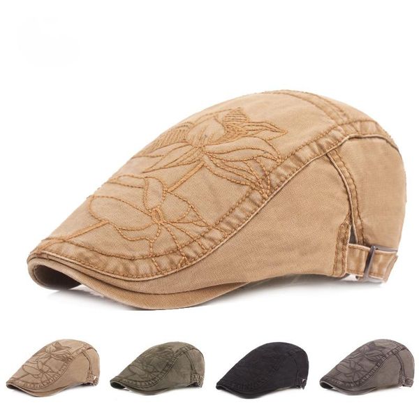 

berets chinese style beret retro cotton ethnic embroidered forward cap for men and women caps, Blue;gray