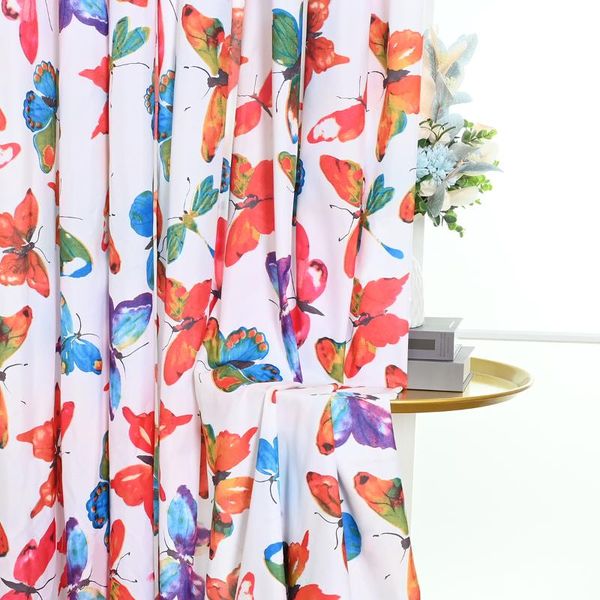 

curtain & drapes butterfly multicolor furniture cover home textile eyelets drape living room bedroom valance panel decor d30