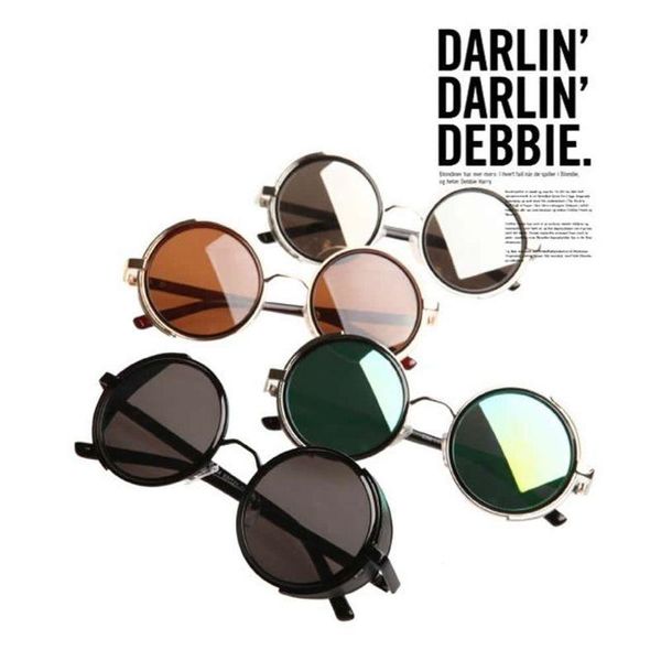 

fashion sunglasses frames cyber goggles steampunk 50s round glasses vintage retro style blinder accessories, Black