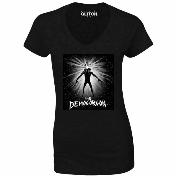 

demogorgon womens v-neck t-shirt - will upside down eleven mike, White;black