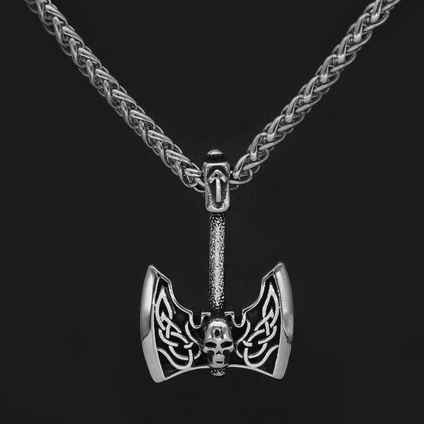 

chains norse viking necklace for men axe jewelry gift, Silver