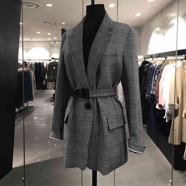 

Women's Suits & Blazers vintage office lady suit feminino elegant plaid slim blazer women and jackets 9ECS, White;black