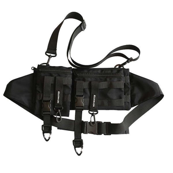

techwear multi-pocket tactical functional waist pack casual phone pouch outdoor running hip hop chest rig belt bags streetwear 210708