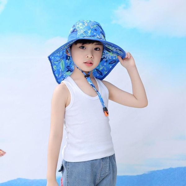 

kids bucket cap wide brim children sun hat summer beach girls boys outdoor travel casual hiking hats sportswear accessories, Black;white