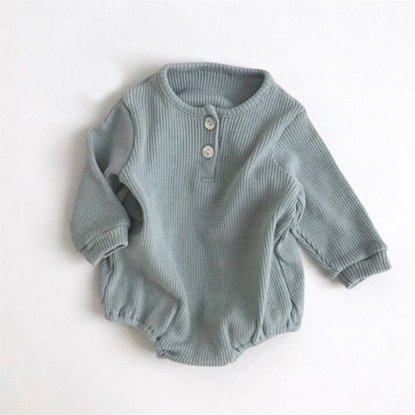 

baby rompers boy girls born threaded open collar long sleeve clothes winter autumn outfits clothe 210521, Blue