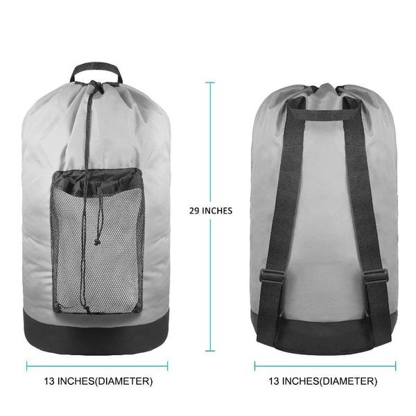 

laundry bags bag backpack with shoulder straps mesh pocket durable nylon clothes hamper drawstring closure washable