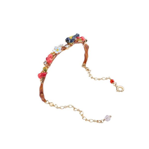 

link, chain european and american style fashion personality trend hand-painted enamel glaze oriole bird cherry garden bracelet bangle, Black