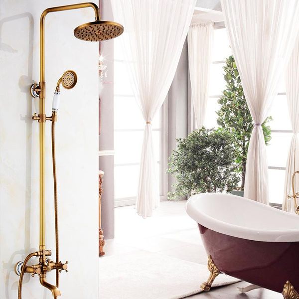 

antique shower european retro lifting bathroom faucet set ceramic brass a890 sets