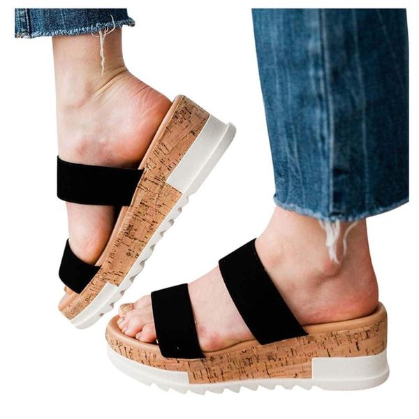 

dress shoes sandals women open toe slip-on casual wedges beach female lady buty damskie sandalia feminina drop ship 2021, Black