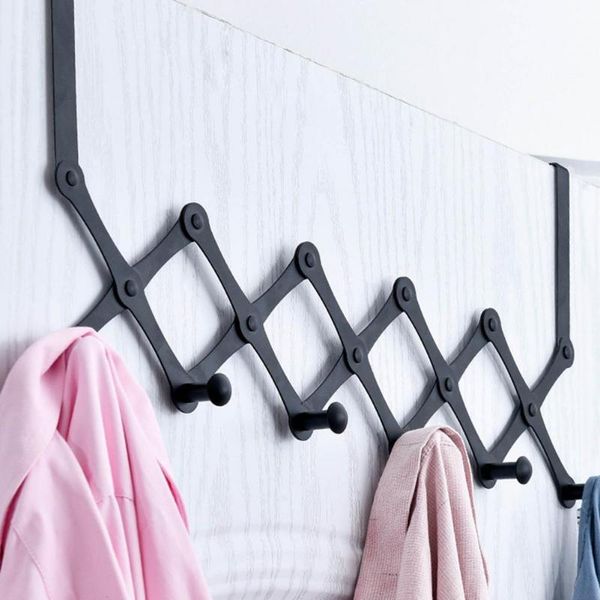 

hooks & rails 6 wooden expandable coat rack hanger over the door metal holder for coats robes hats umbrella supplies