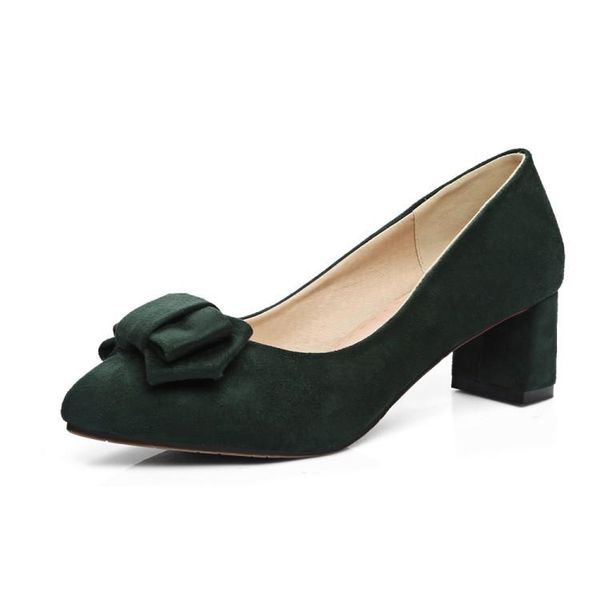 

dress shoes oversizedpointy sweet bow thick heels ladies high women woman pumps, Black