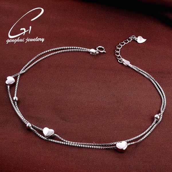 

925 sterling silver jewelry love peach foot chain women's korean fashion foot chain multi layer beach beaded foot decoration, Red;blue