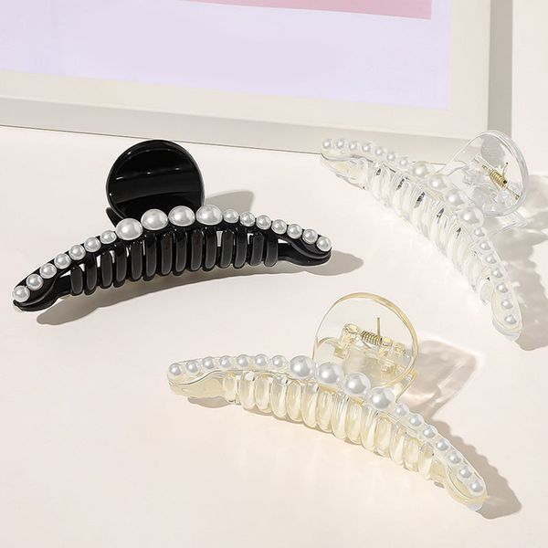 Pearls Mindedas Cabelo Clagueções de cabelos de cabelos plásticos Bairpins de tamanho grande Barrette simples Lady Hairgrip Girls Hair Acessórios