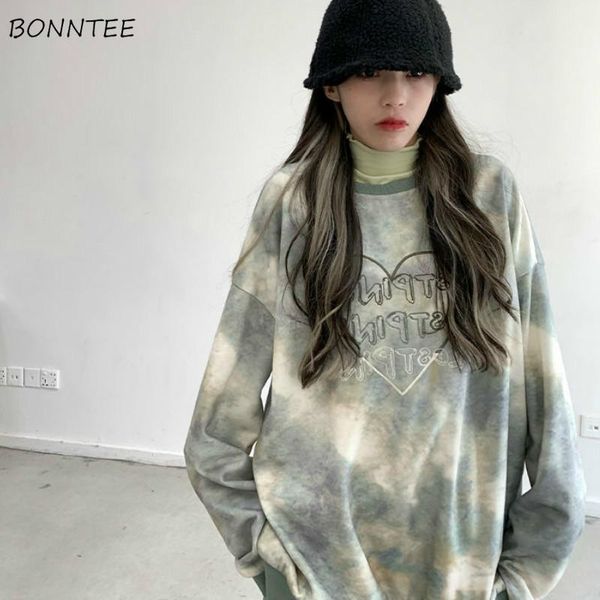 

women's hoodies & sweatshirts sweatshirt women harajuku ins tie dye thick ulzzang fashion college ladies street style clothing all-matc, Black
