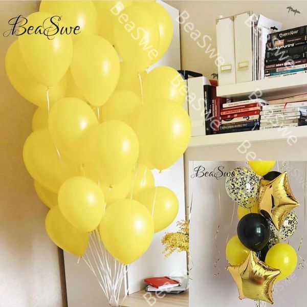 

party decoration 10inch yellow latex helium balloons gold star foil balls round confetti engagement birthday decorations supplies air