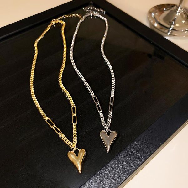 

chokers fashion alloy heart pendant choker necklace for women cute layered chain necklaces party jewelry korean collar, Golden;silver