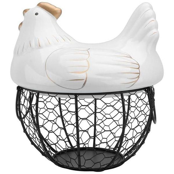 

storage baskets ceramic iron chicken egg basket holder snack fruit sundries box hen ornaments container organizer rack