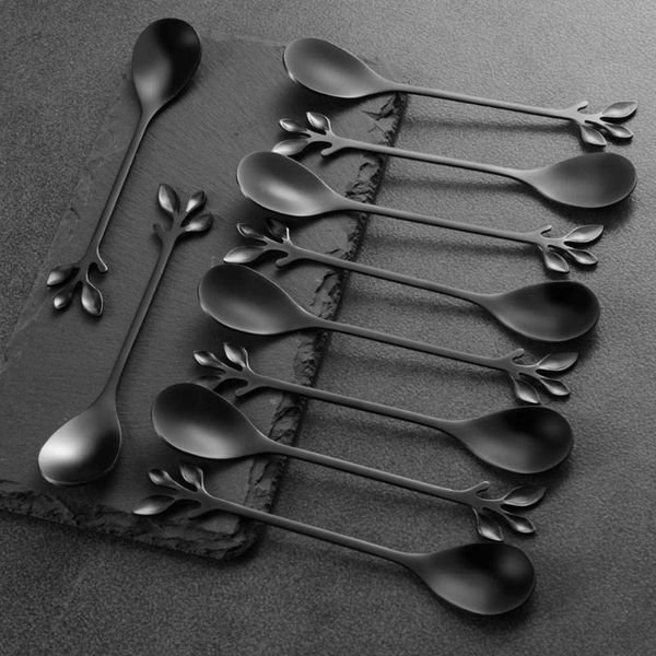 

teaspoon set creative stainless steel spoon branch leaves coffee gifts kitchen accessories tableware decoration dinnerware sets