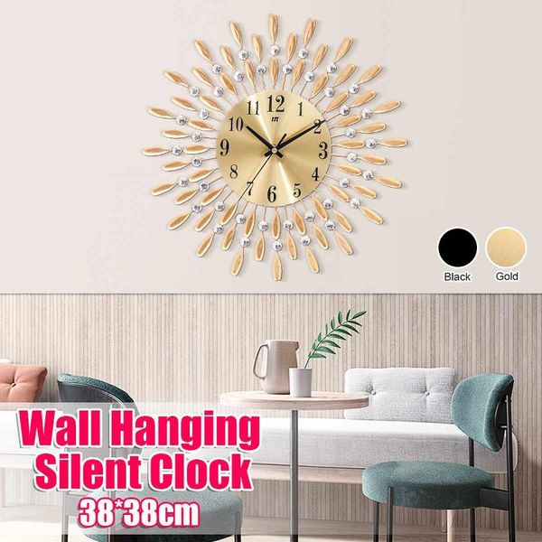 

wall clocks aluminum clock hanging silent luxury quartz 38cm 15 inch horologe timer living room bedroom home decor